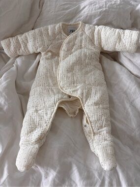 ZARA Cream Quilted Baby One-Piece